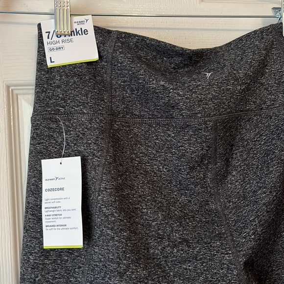 Old Navy cozecore gray black marled fleece lined leggings 7/8 cropped ankle L - Picture 4 of 4